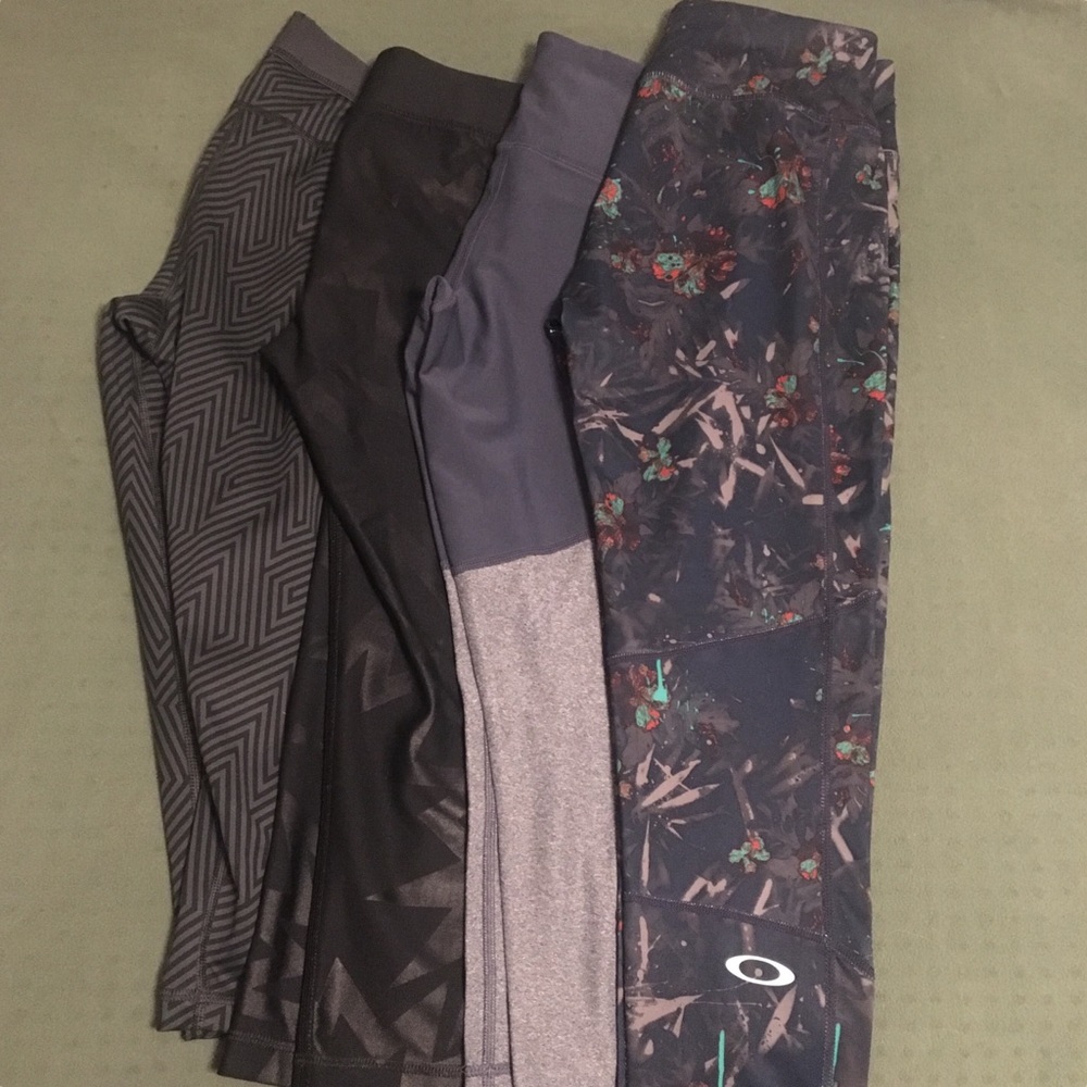 4 pair crop leggings, Nike. Adidas. Oakley